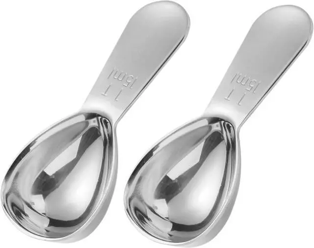 Main image of 2 Pack 15ml (1 Tablespoon) 304 Stainless Steel Coffee Scoop, Short Handle Measuring Spoon for Ground Coffee/Beans, Fits in Canisters