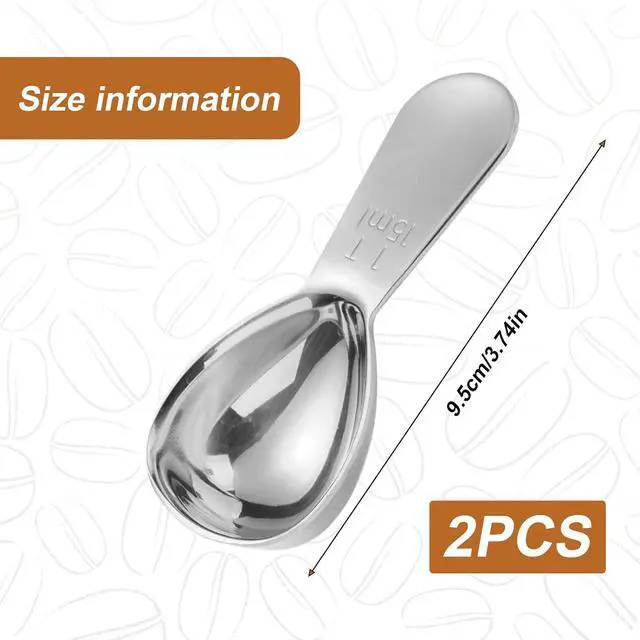 Alt view image 2 of 7 - 2 Pack 15ml (1 Tablespoon) 304 Stainless Steel Coffee Scoop, Short Handle Measuring Spoon for Ground Coffee/Beans, Fits in Canisters