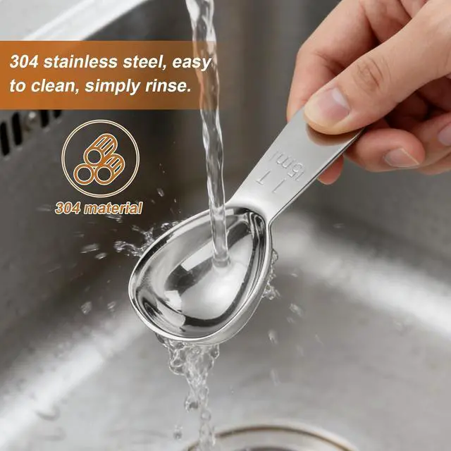 Alt view image 6 of 7 - 2 Pack 15ml (1 Tablespoon) 304 Stainless Steel Coffee Scoop, Short Handle Measuring Spoon for Ground Coffee/Beans, Fits in Canisters