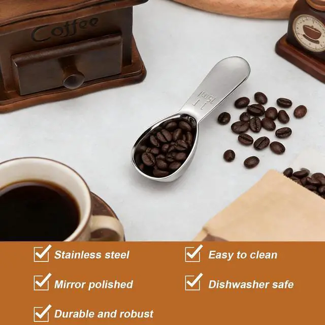 Alt view image 7 of 7 - 2 Pack 15ml (1 Tablespoon) 304 Stainless Steel Coffee Scoop, Short Handle Measuring Spoon for Ground Coffee/Beans, Fits in Canisters
