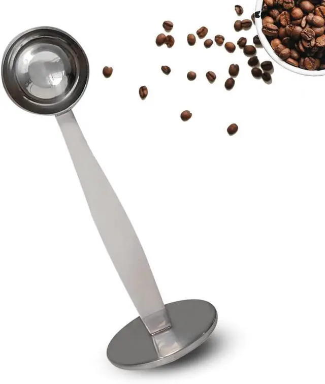 Main image of 2-in-1 Coffee Scoops, 304 Stainless Steel Tablespoon Measure Spoon, with Pressed Bottom for Coffee Bean Press Coffee Grinding PressingSilver15 ml
