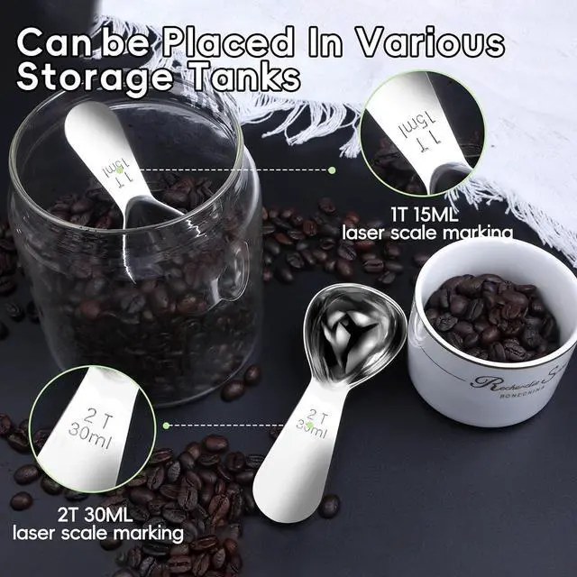 Alt view image 3 of 6 - Coffee Scoop 2 Tablespoon Measuring Spoons for Ground Coffee30ML18/8(2Pcs).