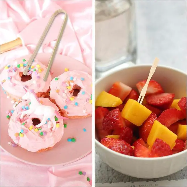 Alt view image 5 of 6 - 20pcs Small Disposable Bamboo Tongs & 200pcs Mini Forks for Appetizers