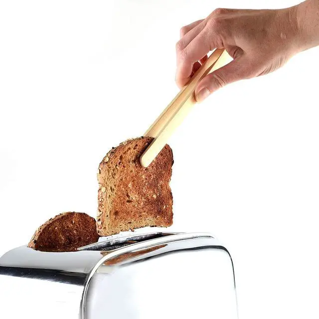 Alt view image 3 of 4 - Norpro 1982 8" Bamboo 8" Toaster Tongs with Magnet, One Size