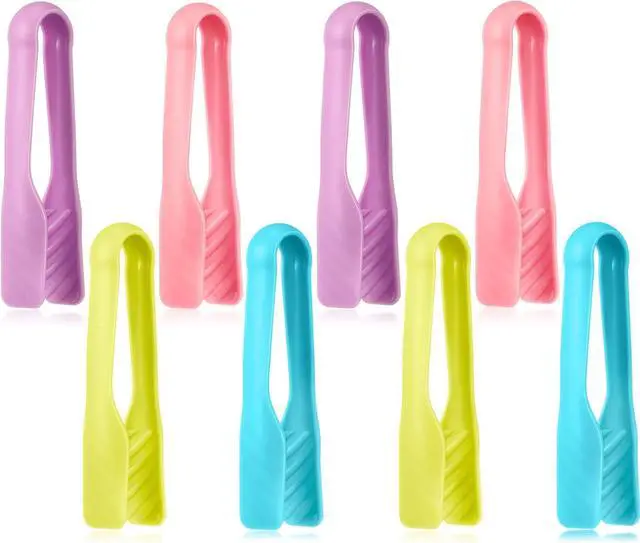 Main image of CHENGU 8 Pcs Small Tongs for Kids Mini Color Plastic Cooking Tongs, 6 Inch