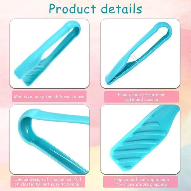 Alt view image 3 of 7 - CHENGU 8 Pcs Small Tongs for Kids Mini Color Plastic Cooking Tongs, 6 Inch