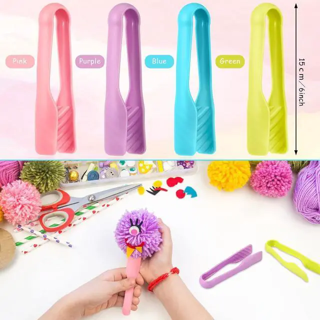 Alt view image 2 of 7 - CHENGU 8 Pcs Small Tongs for Kids Mini Color Plastic Cooking Tongs, 6 Inch