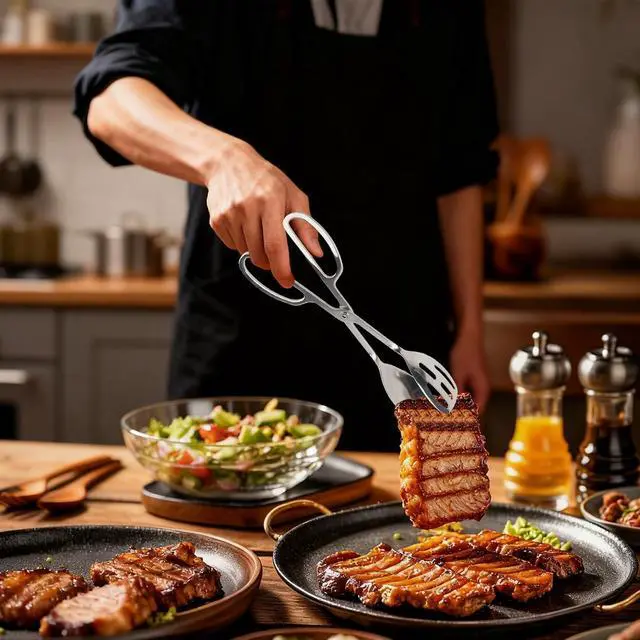 Alt view image 4 of 5 - 10-Inch Salad Tongs for Serving, Scissor Style Kitchen Tongs for Cooking