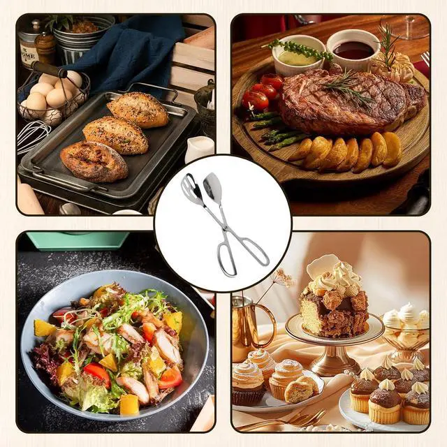 Alt view image 5 of 5 - 10-Inch Salad Tongs for Serving, Scissor Style Kitchen Tongs for Cooking