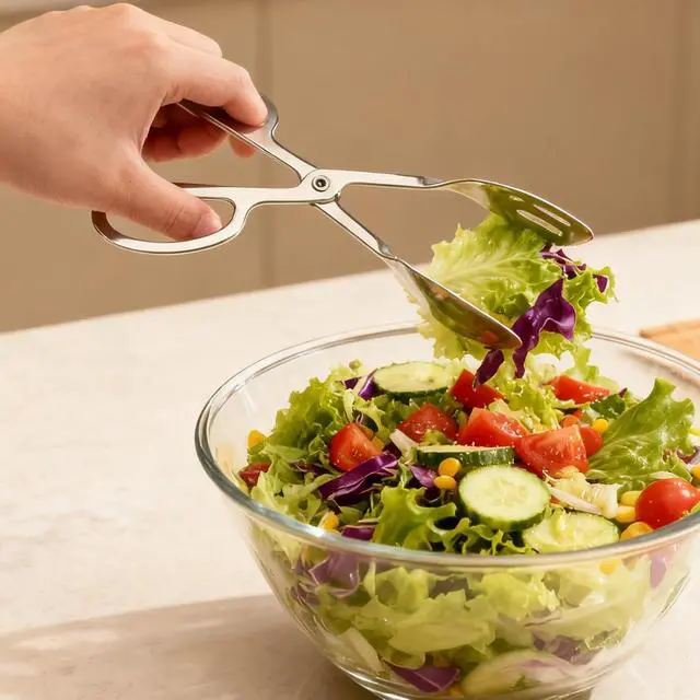 Alt view image 3 of 5 - 10-Inch Salad Tongs for Serving, Scissor Style Kitchen Tongs for Cooking