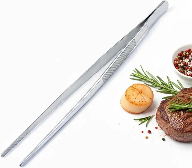 Main image of 12-Inch Stainless Steel Kitchen Tweezers, Food Tongs for Cooking