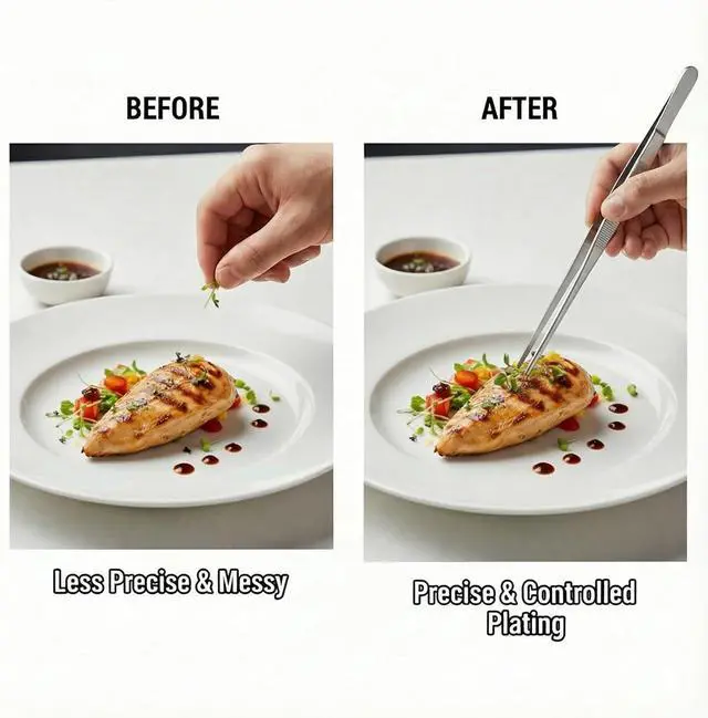 Alt view image 5 of 6 - 12-Inch Stainless Steel Kitchen Tweezers, Food Tongs for Cooking