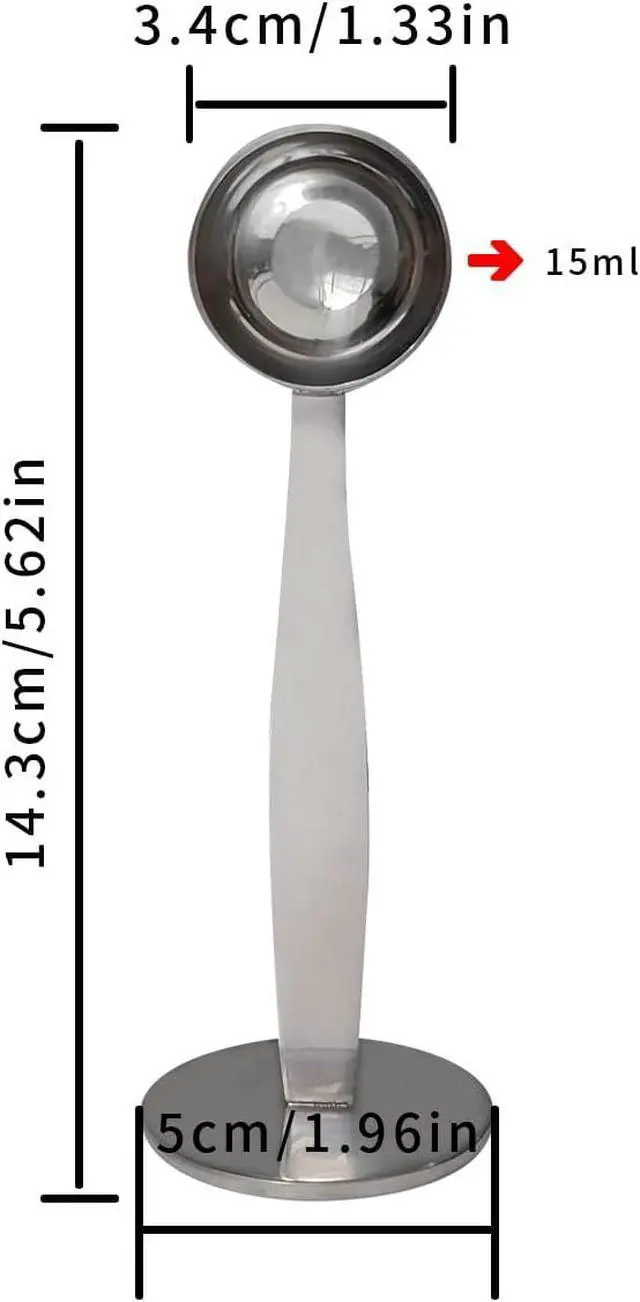 Alt view image 5 of 7 - 2-in-1 Coffee Scoops, 304 Stainless Steel Tablespoon Measure Spoon, with Pressed Bottom for Coffee Bean Press Coffee Grinding PressingSilver15 ml