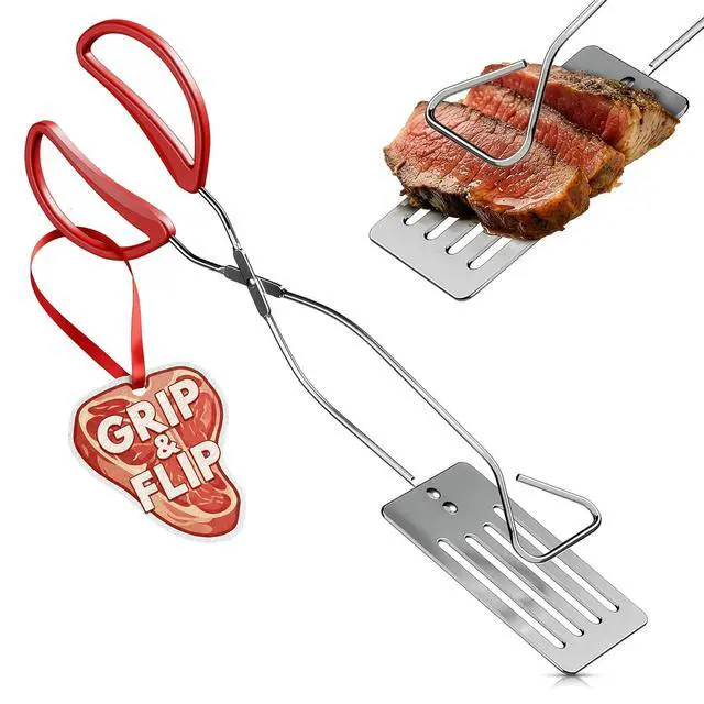 Main image of 2-in-1 BBQ Spatula Tongs for Grilling, 14.3" Long, Stainless Steel