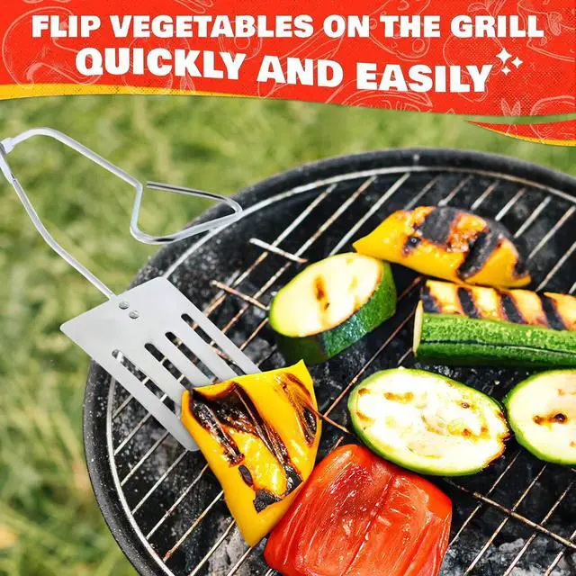Alt view image 6 of 7 - 2-in-1 BBQ Spatula Tongs for Grilling, 14.3" Long, Stainless Steel