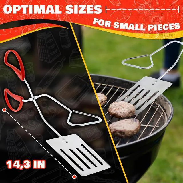 Alt view image 2 of 7 - 2-in-1 BBQ Spatula Tongs for Grilling, 14.3" Long, Stainless Steel