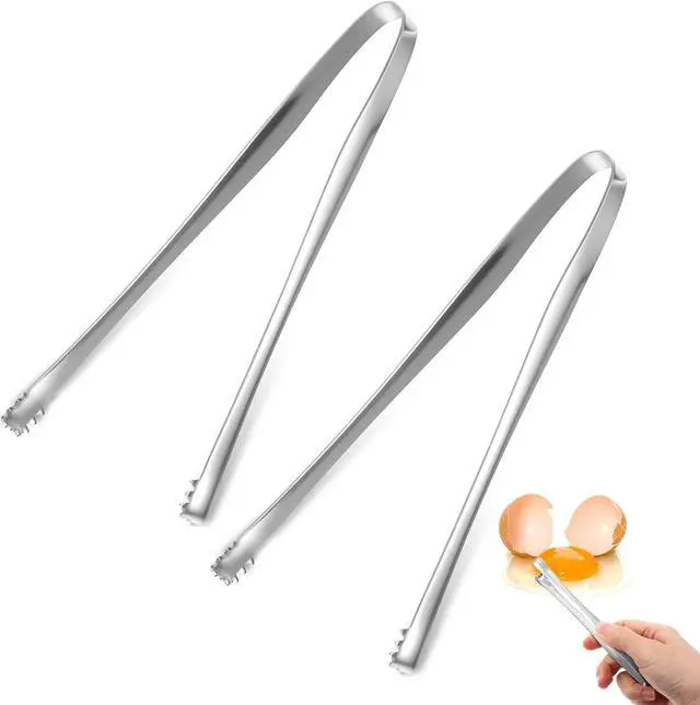 Main image of 2PCS Egg Chalaza Removal Tool,Stainless Steel Small Ice Tongs