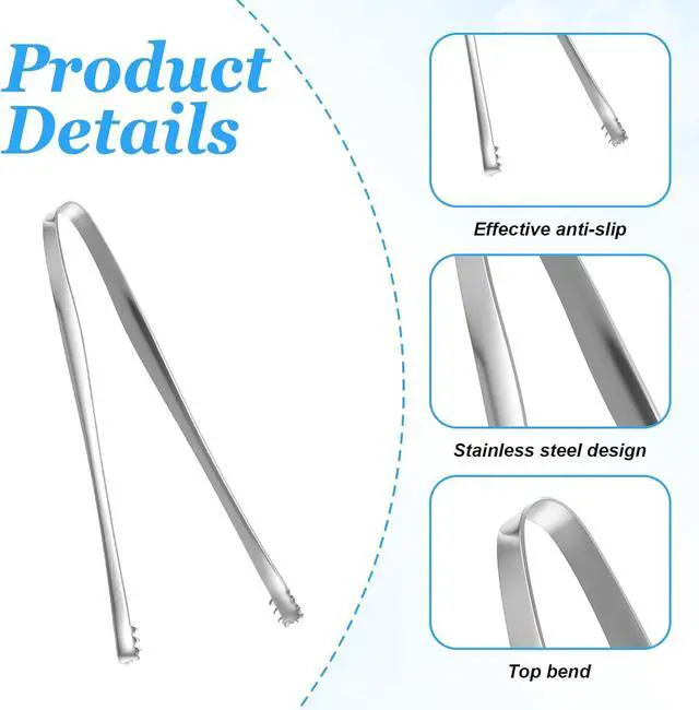 Alt view image 3 of 7 - 2PCS Egg Chalaza Removal Tool,Stainless Steel Small Ice Tongs