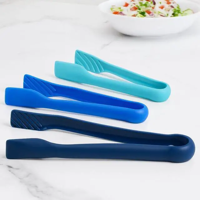 Alt view image 6 of 7 - DecorRack 3 Piece Plastic Tong Set, 6-8-10 in Heavy Duty (Blue)