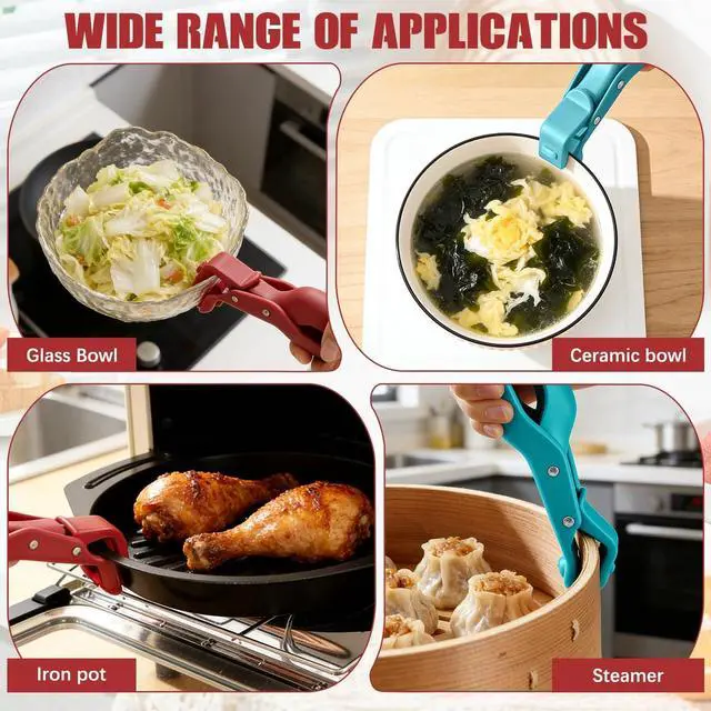 Alt view image 7 of 7 - Hot Plate Gripper,Multi-purpose Anti-Scald Bowl Holder Clip, Hot Plates Gripper Lifters Tongs,Multi-function Hot Bowl Dish Plate Grippers Clips,Kitchen Silicone Anti Slip Clip for Bowls,Dishes(2pcs)