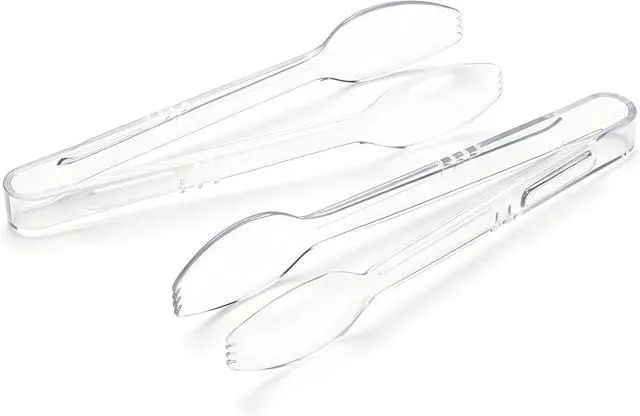 Alt view image 2 of 7 - Clear Plastic Tongs, 6.5 Inch Serving Tongs Transparent Lightweight Kitchen & Party Tongs, Pack of 8