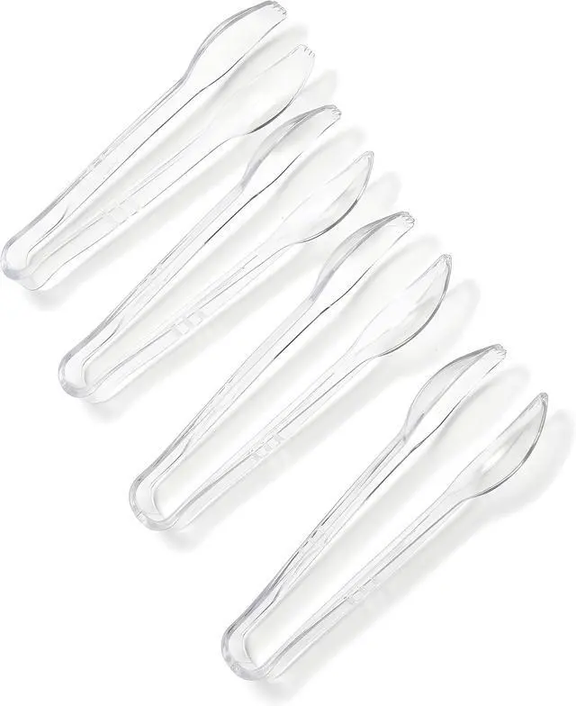 Alt view image 6 of 7 - Clear Plastic Tongs, 6.5 Inch Serving Tongs Transparent Lightweight Kitchen & Party Tongs, Pack of 8