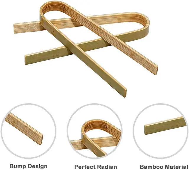 Alt view image 3 of 7 - 20 Pieces 9cm Bamboo Charcuterie Tongs Set