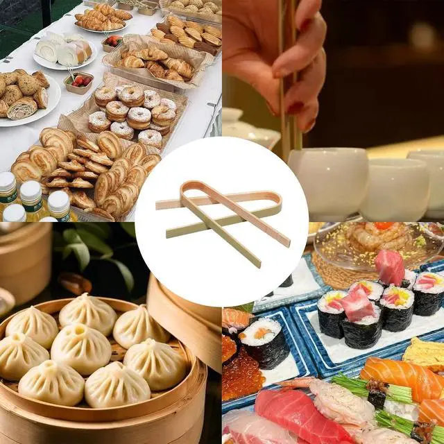 Alt view image 7 of 7 - 20 Pieces 9cm Bamboo Charcuterie Tongs Set