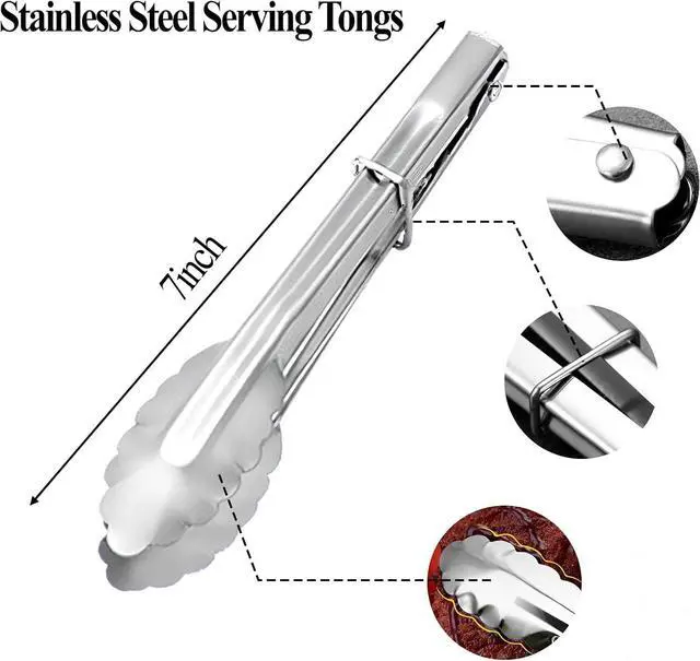 Alt view image 2 of 7 - Tongs for Cooking,Mini Tongs Small for Serving Food,4 PCS of 7 Inches