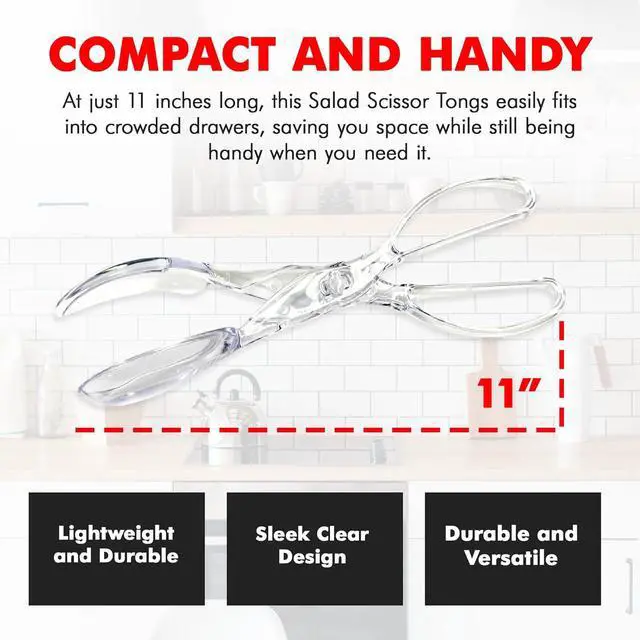 Alt view image 4 of 7 - Chef Craft Premium Salad Scissor Tongs, 11.25 inch, Clear