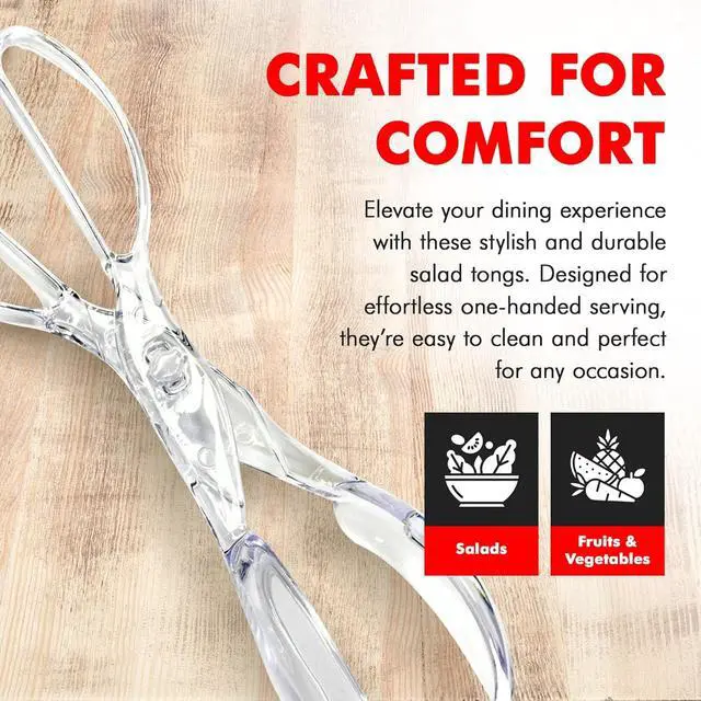 Alt view image 3 of 7 - Chef Craft Premium Salad Scissor Tongs, 11.25 inch, Clear