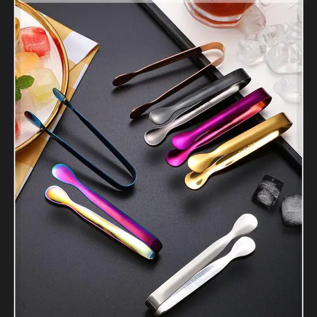 Alt view image 4 of 7 - 4.3 Inch Mini Serving Tongs Set of 7, 304 Stainless Steel Ice Tongs Sugar Tongs, Small Kitchen Utensils Gadgets for Appetizers, Tea Party, Coffee Bar, Desserts(Dishwasher Safe, Black)