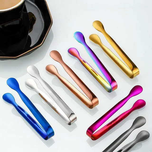 Alt view image 7 of 7 - 4.3 Inch Mini Serving Tongs Set of 7, 304 Stainless Steel Ice Tongs Sugar Tongs, Small Kitchen Utensils Gadgets for Appetizers, Tea Party, Coffee Bar, Desserts(Dishwasher Safe, Black)