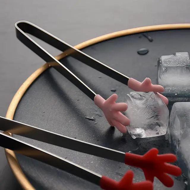 Alt view image 6 of 7 - 8PCS Mini Food Tongs, Small Stainless Steel Tongs with Silicone Tips, for Ice Cube, fruits, Sugar, Barbecue, 5.3 inch8 Colors (Palm shape)