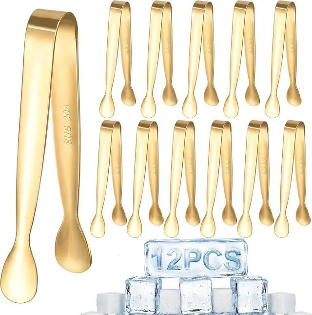 Main image of 12 Pcs Gold Serving Tongs, Stainless Steel Ice Tongs Mini Sugar Tongs for Kitchen Appetizers, Party. Ting Tongs for Serving Food, Ice, Sugar Cube, Salad, Desserts