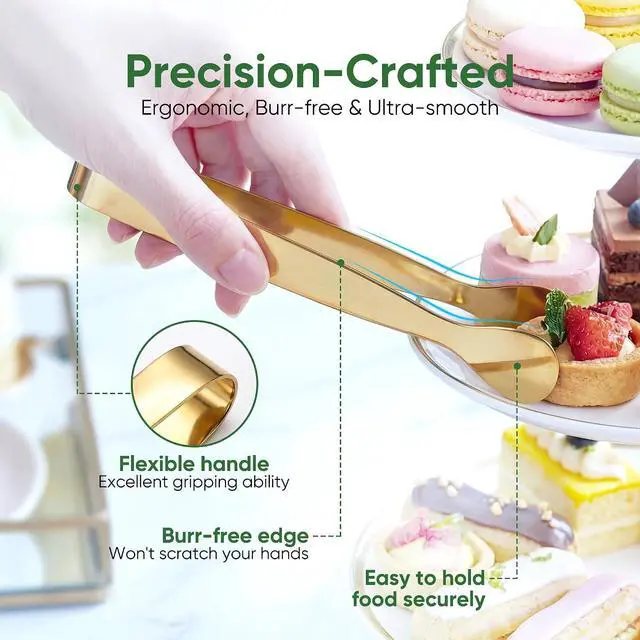 Alt view image 5 of 7 - 12 Pcs Gold Serving Tongs, Stainless Steel Ice Tongs Mini Sugar Tongs for Kitchen Appetizers, Party. Ting Tongs for Serving Food, Ice, Sugar Cube, Salad, Desserts