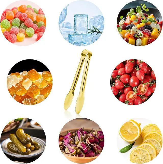 Alt view image 4 of 7 - 8PCS Gold Mini Metal Tongs, 5" Stainless Steel Serving Tiny Tong, Small Kitchen Accessories for Appetizer, Ice, Sugar Cube, Salad, Toaster, Desserts (Gold, 5 INCH)
