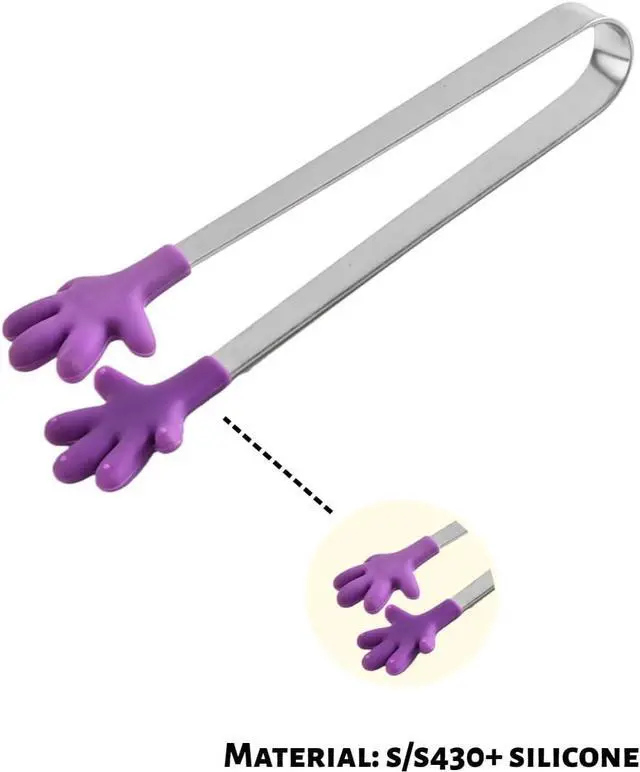 Alt view image 3 of 7 - 4PCS Silicone Mini Tongs, 5 Inch Colourful Small Hand Shape Metal Food Tongs, Kitchen Tool for Serving Food, Ice Cube, Fruits, Sugar, Barbecue, DessertsGreat for Party, Buffet