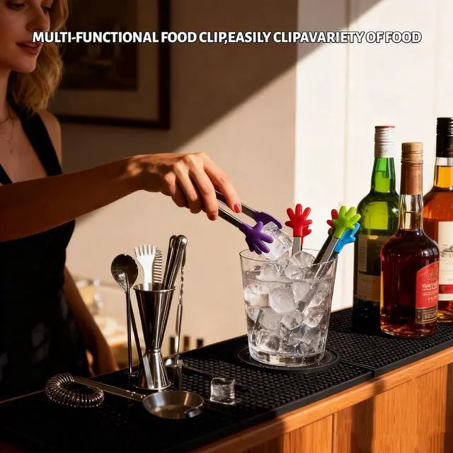 Alt view image 5 of 7 - 4PCS Silicone Mini Tongs, 5 Inch Colourful Small Hand Shape Metal Food Tongs, Kitchen Tool for Serving Food, Ice Cube, Fruits, Sugar, Barbecue, DessertsGreat for Party, Buffet