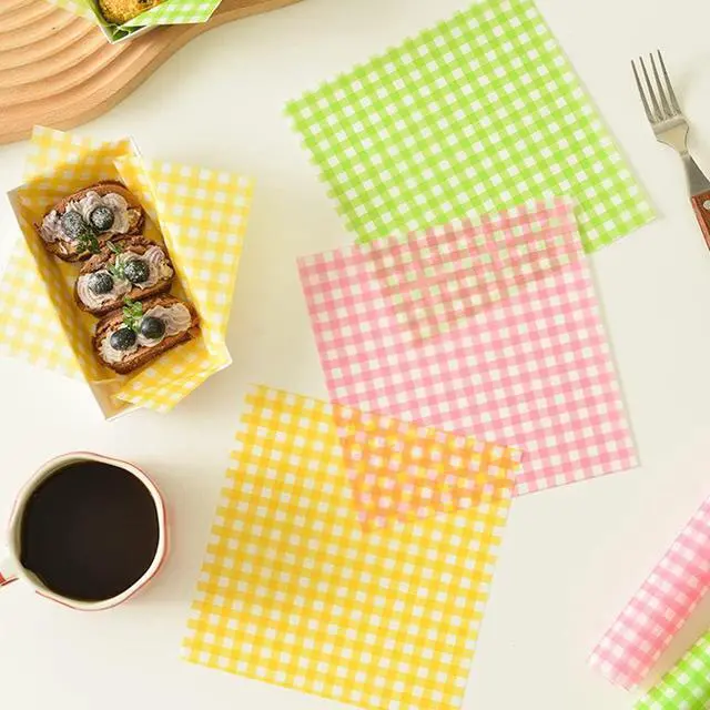 Alt view image 3 of 7 - 100Pcs Wax Paper Sheets for Food, Basket Liners Food Picnic Paper Sheets Greaseproof Deli Wrapping Sheets, 7 x 7 Inch (Red Checke)