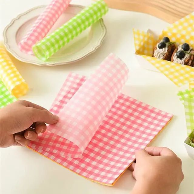 Alt view image 4 of 7 - 100Pcs Wax Paper Sheets for Food, Basket Liners Food Picnic Paper Sheets Greaseproof Deli Wrapping Sheets, 7 x 7 Inch (Red Checke)