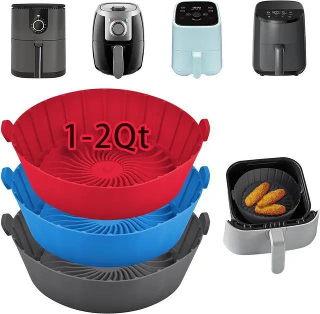 Main image of 3Pcs Round Silicone Air Fryer Liners Reusable for 1-2qt Air Fryers