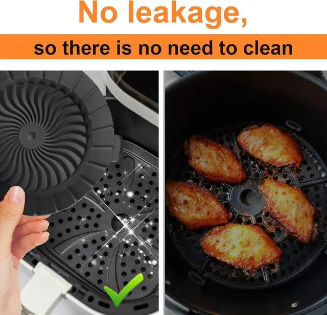 Alt view image 6 of 6 - 3Pcs Round Silicone Air Fryer Liners Reusable for 1-2qt Air Fryers
