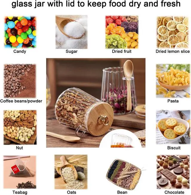 Alt view image 4 of 7 - CNWSGEM Sugar Bowls Sugar Container 25.36 FL OZ Glass Coffee Canister Airtight Food Storage Jar with Lid and Spoon Candy Jar Coffee Bar Accessories Storage Beans Powder (Conical)