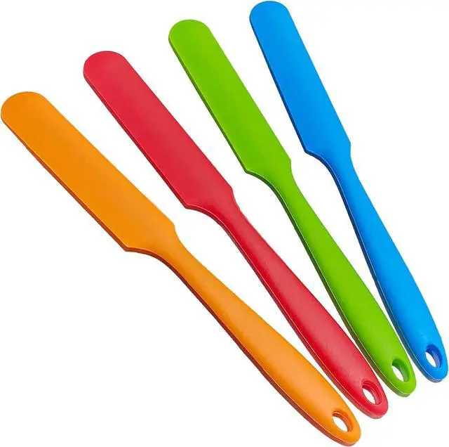 Main image of 4Pcs Jar Spatula Long Handle Silicone,Kitchen Scraper for Mixing,Scraping, Cake Icing & Butter