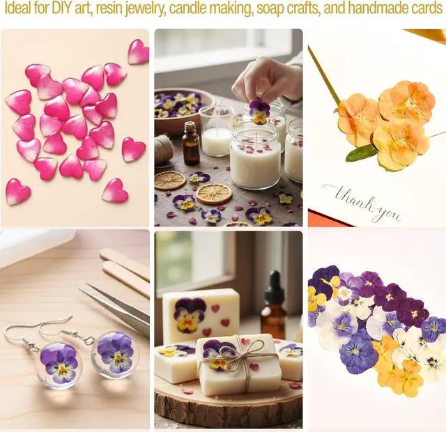 Alt view image 6 of 7 - 63 Pcs Edible Flowers Cake Decorations Dried Edible Flowers for Cocktails, Drinks, Cupcake Topper & Cake Decorating, Food Grade Pressed Flowers Mix with Pansy, Heart Rose Petals & Orange