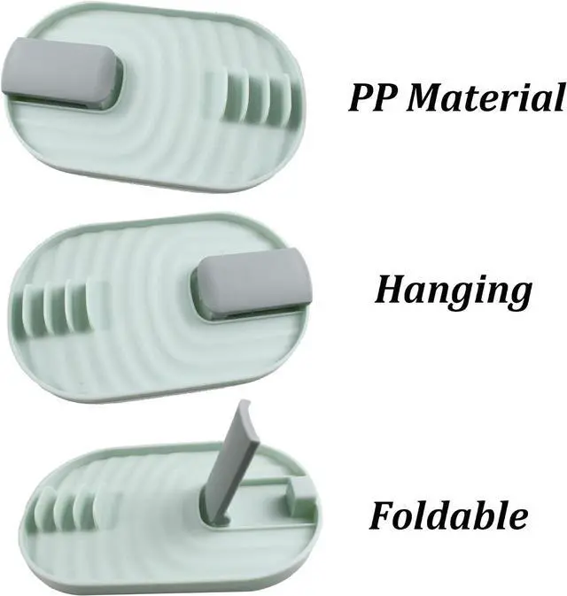 Alt view image 5 of 5 - Foldable Spoon Rest with Pot Lid Holder, Green