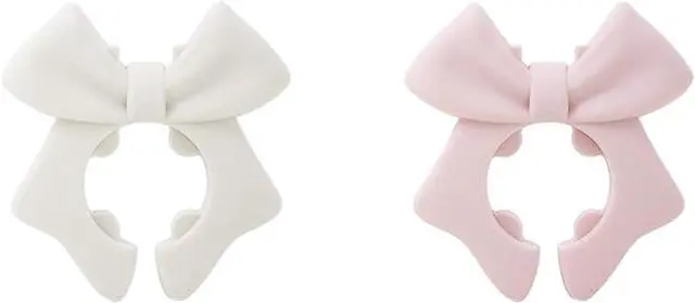 Main image of Silicone Spatula Holder, 2-Pack Bowknot Design Spoon Rest, Heat-Tolerant Kitchen Utensil Pot Clips for Holding Spatulas and Spoons, Compatible with 1.38in to 2.17in Pot Handles, Pink and Beige