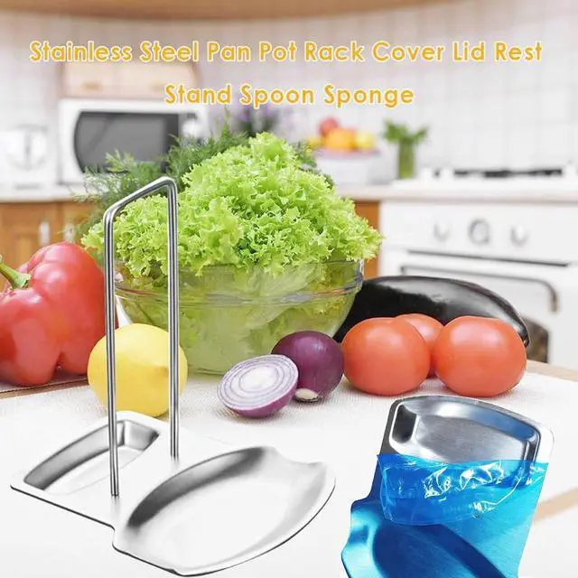 Alt view image 3 of 7 - Kitchen Pan Lid Holder Pot Spoon Rest Stainless Steel Cookware Organizer