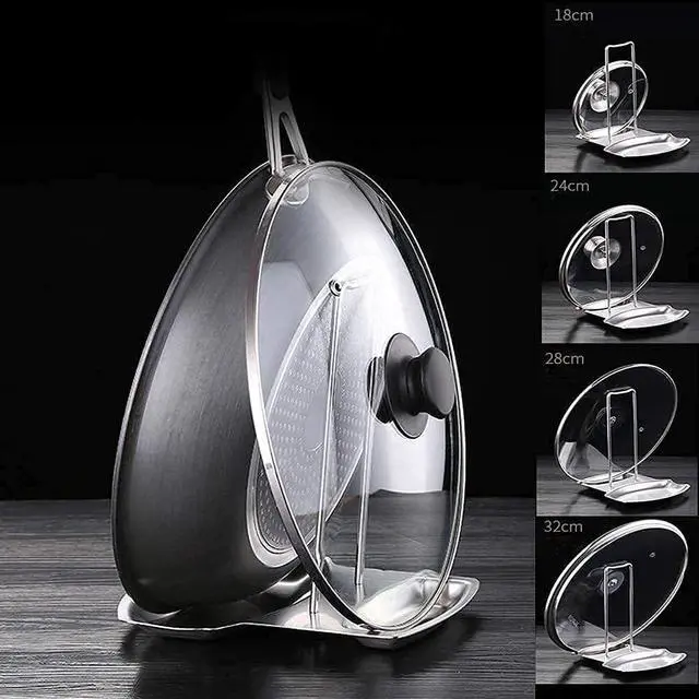 Alt view image 4 of 7 - Kitchen Pan Lid Holder Pot Spoon Rest Stainless Steel Cookware Organizer